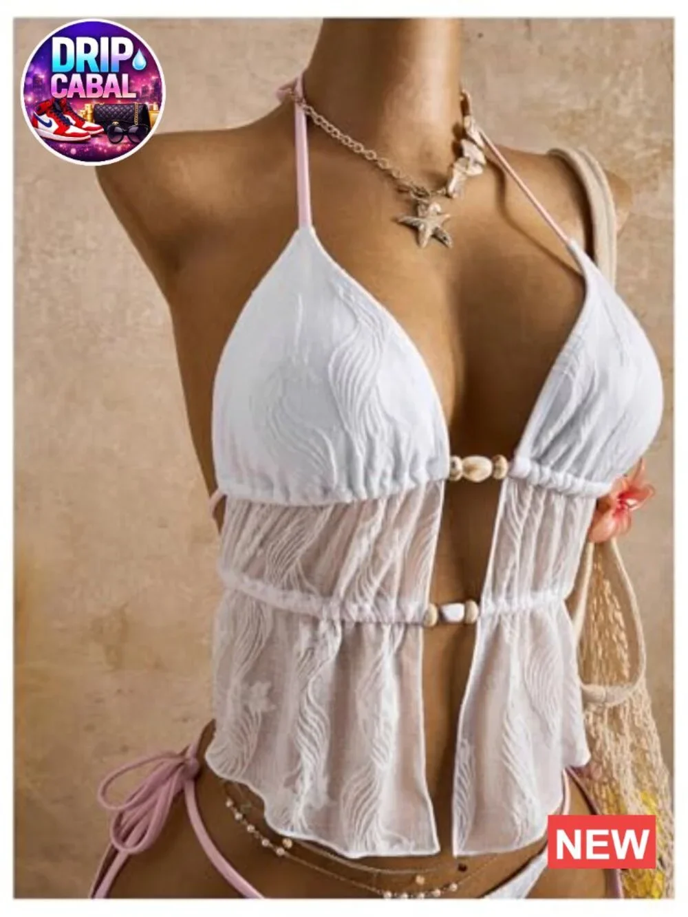 2 Piece Floral Tankini Set with Beaded Backless Halter Swimsuits